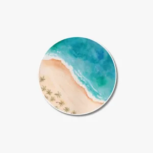 Watercolor Landscape Beach Sticker on White Background