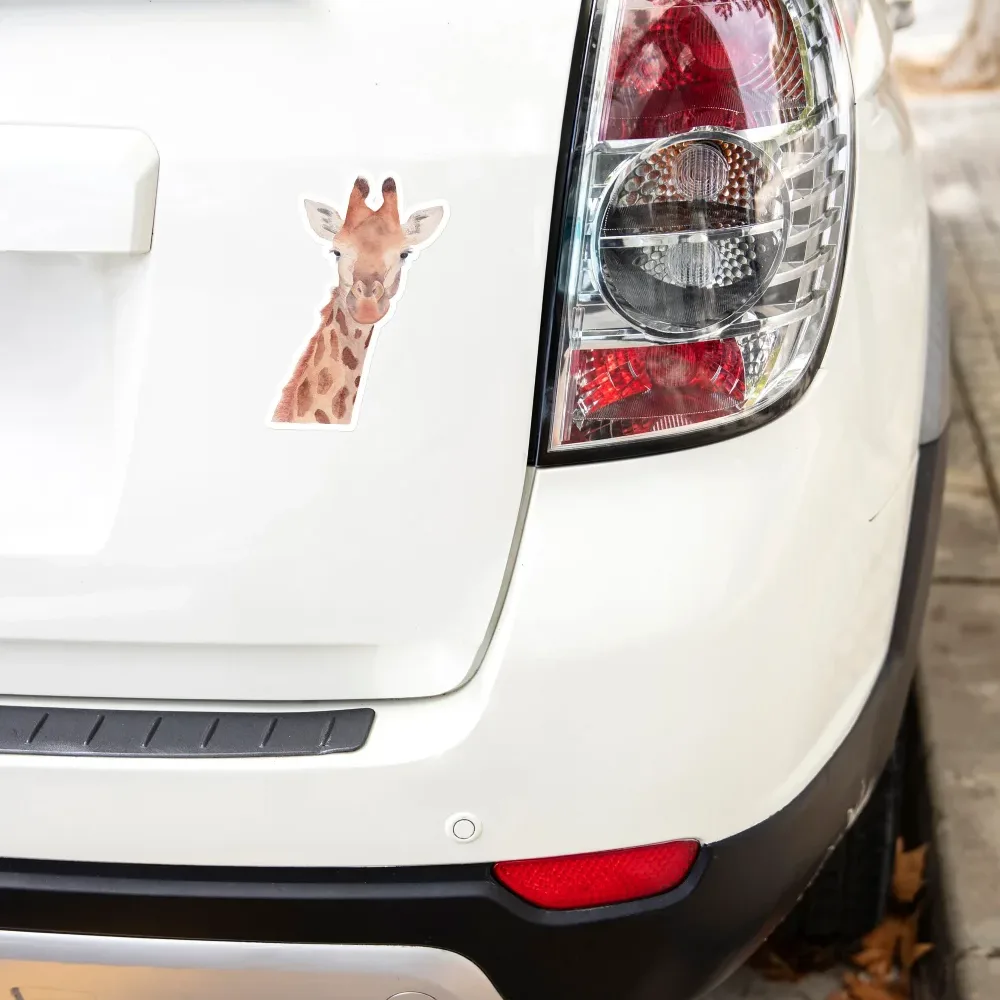 Hand-painted watercolor giraffe waterproof vinyl sticker on car