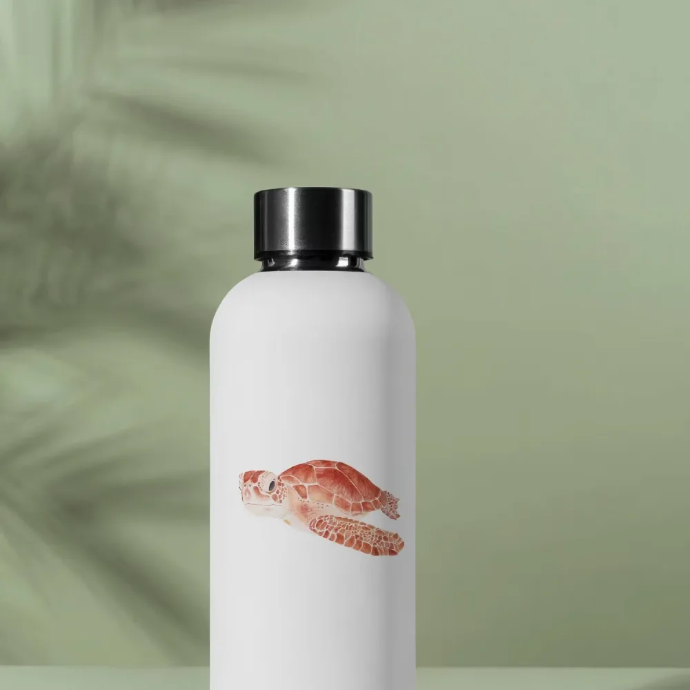 Hand-painted ocean crab vinyl sticker on water bottle