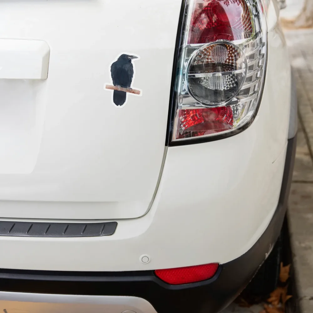 Watercolor Halloween Black crow vinyl sticker on a car
