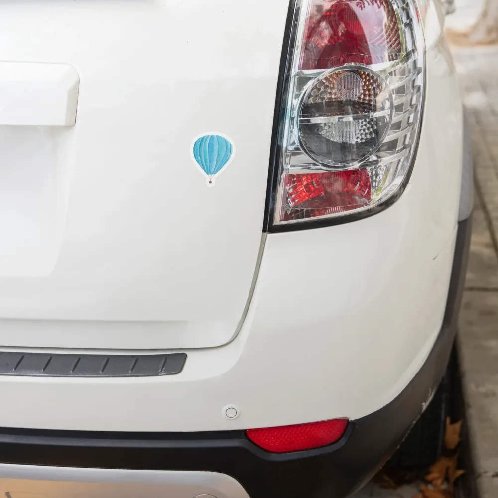 Watercolor hot air blue balloon vinyl sticker on car