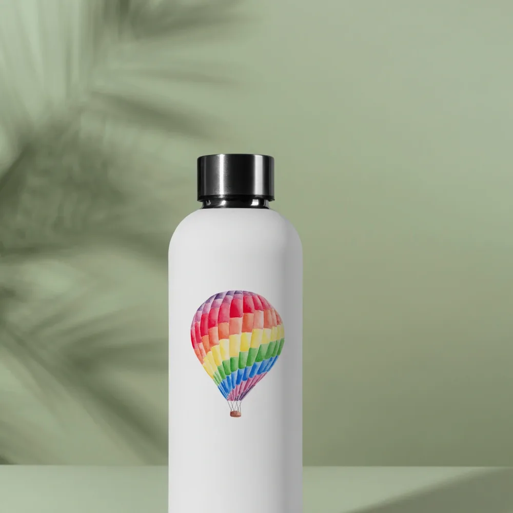 Watercolor colorful hot air balloon sticker for car, laprop on water bottle