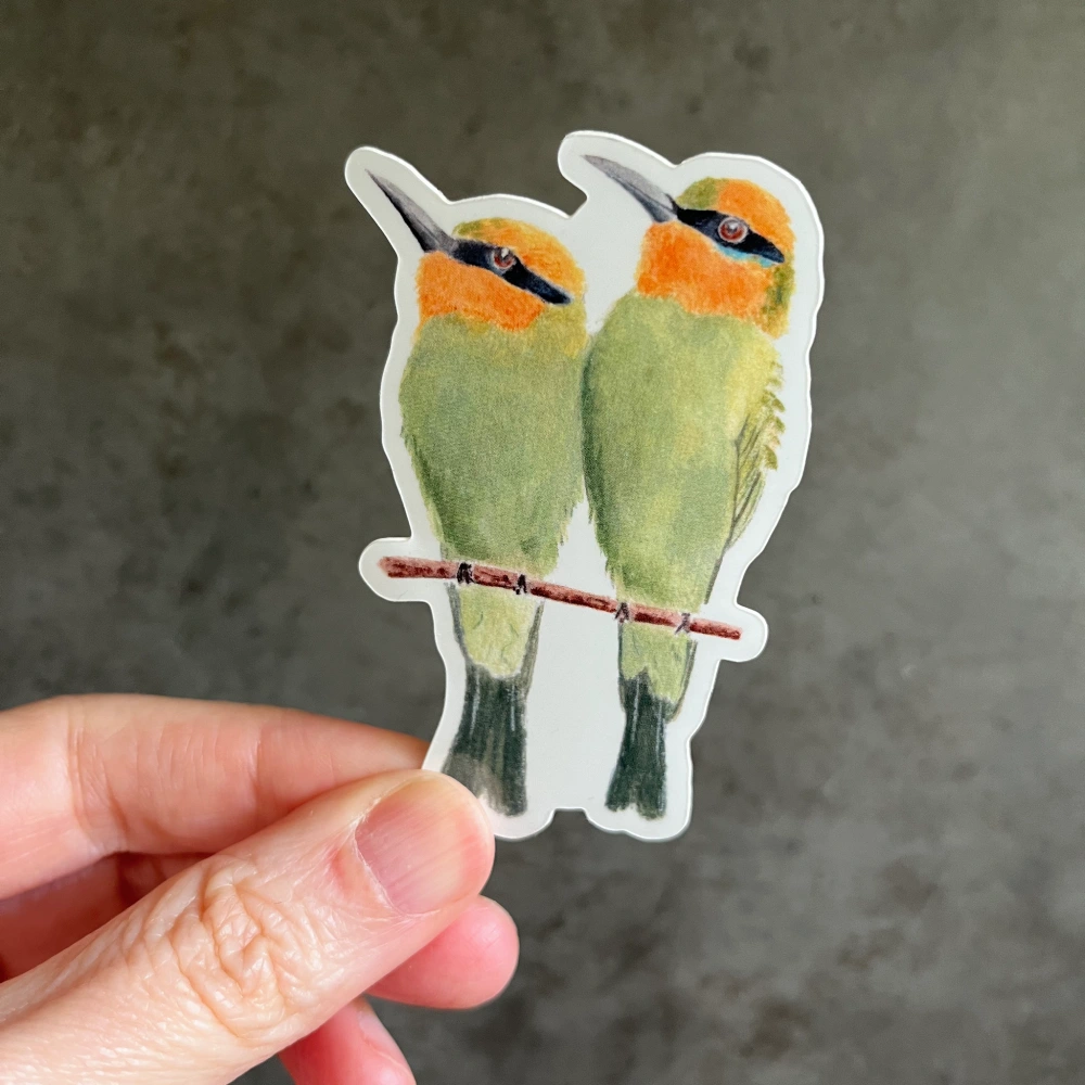 Couple Bird vinyl sticker for car held in hand
