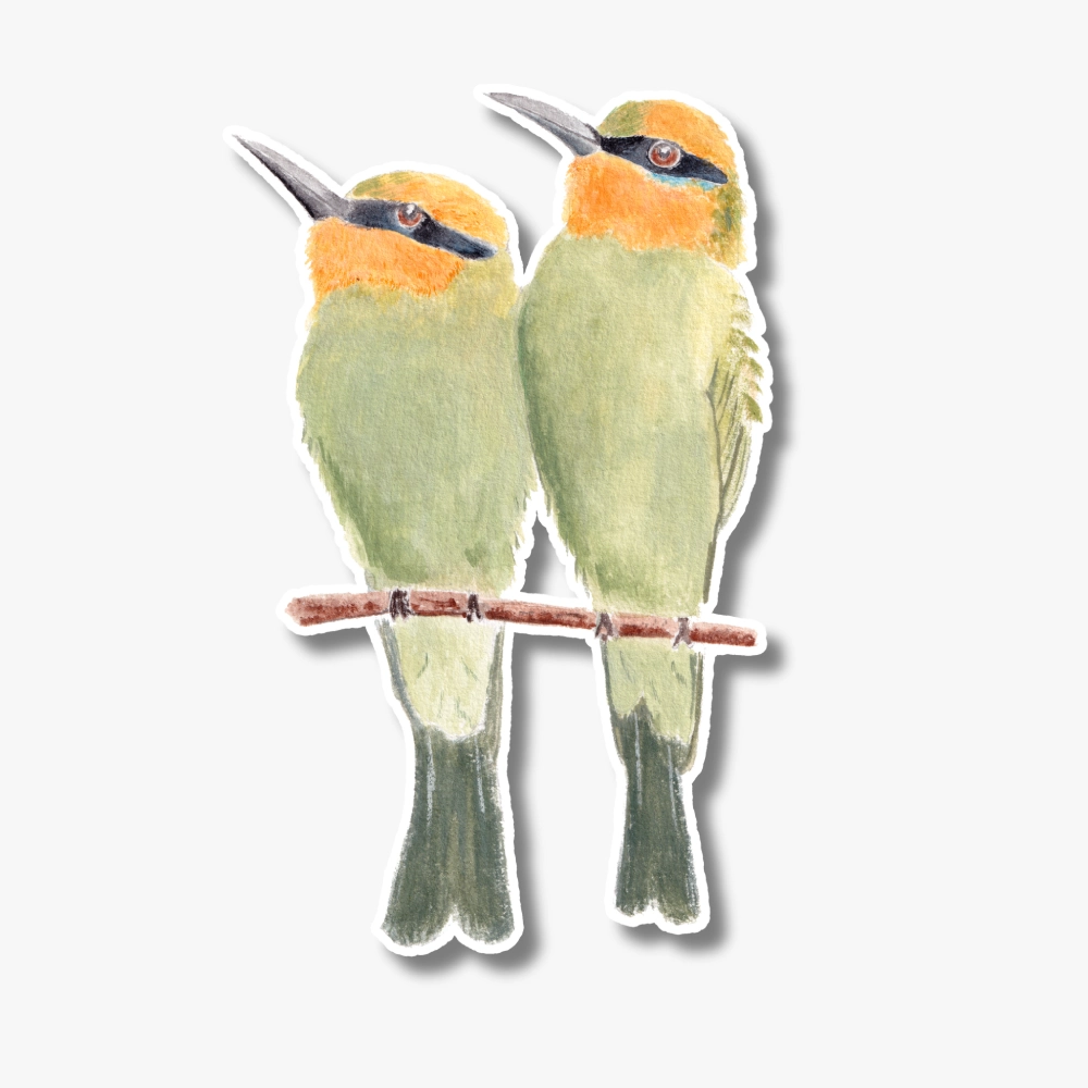 Watercolor bird couple sticker perfect for car