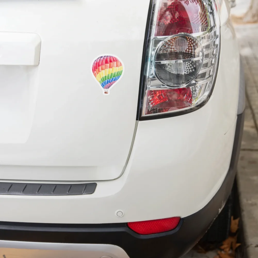 Watercolor colorful vinyl hot air balloon sticker on car