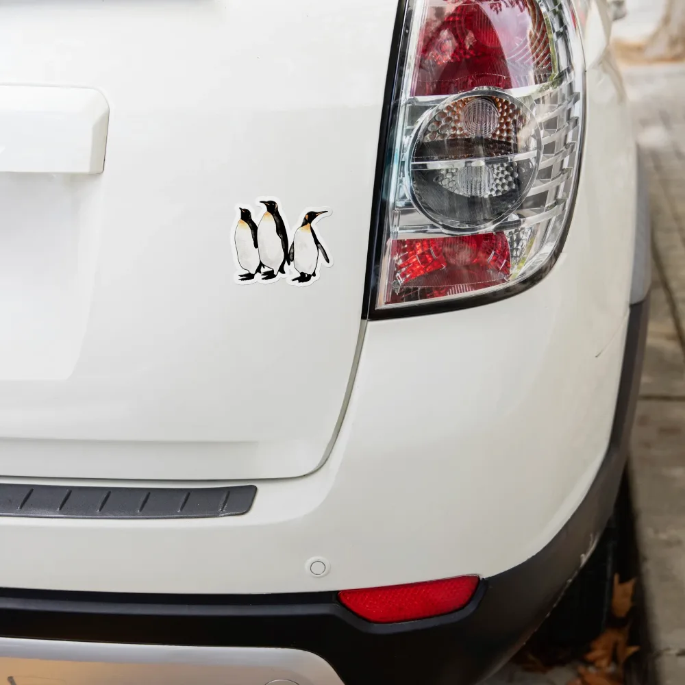 Watercolor King Penguins vinyl sticker on car
