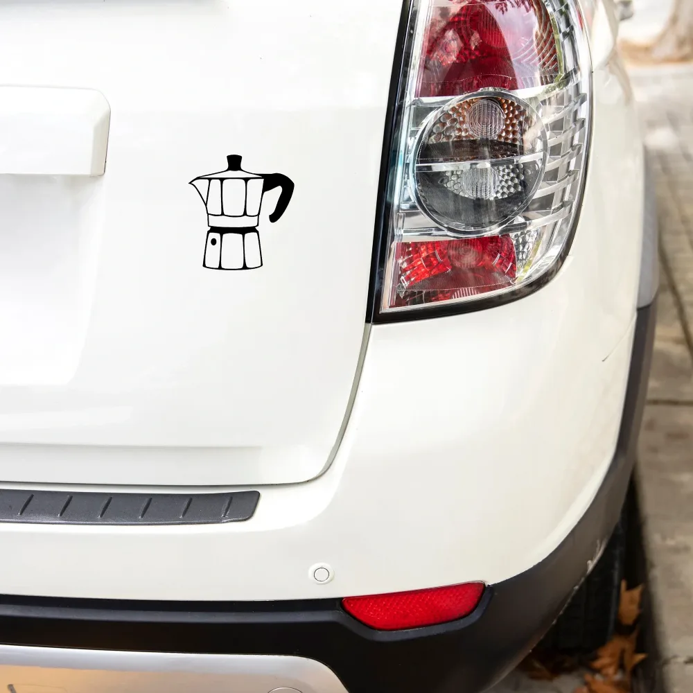 Handcrafted Coffee Maker Vinyl Decal on Car