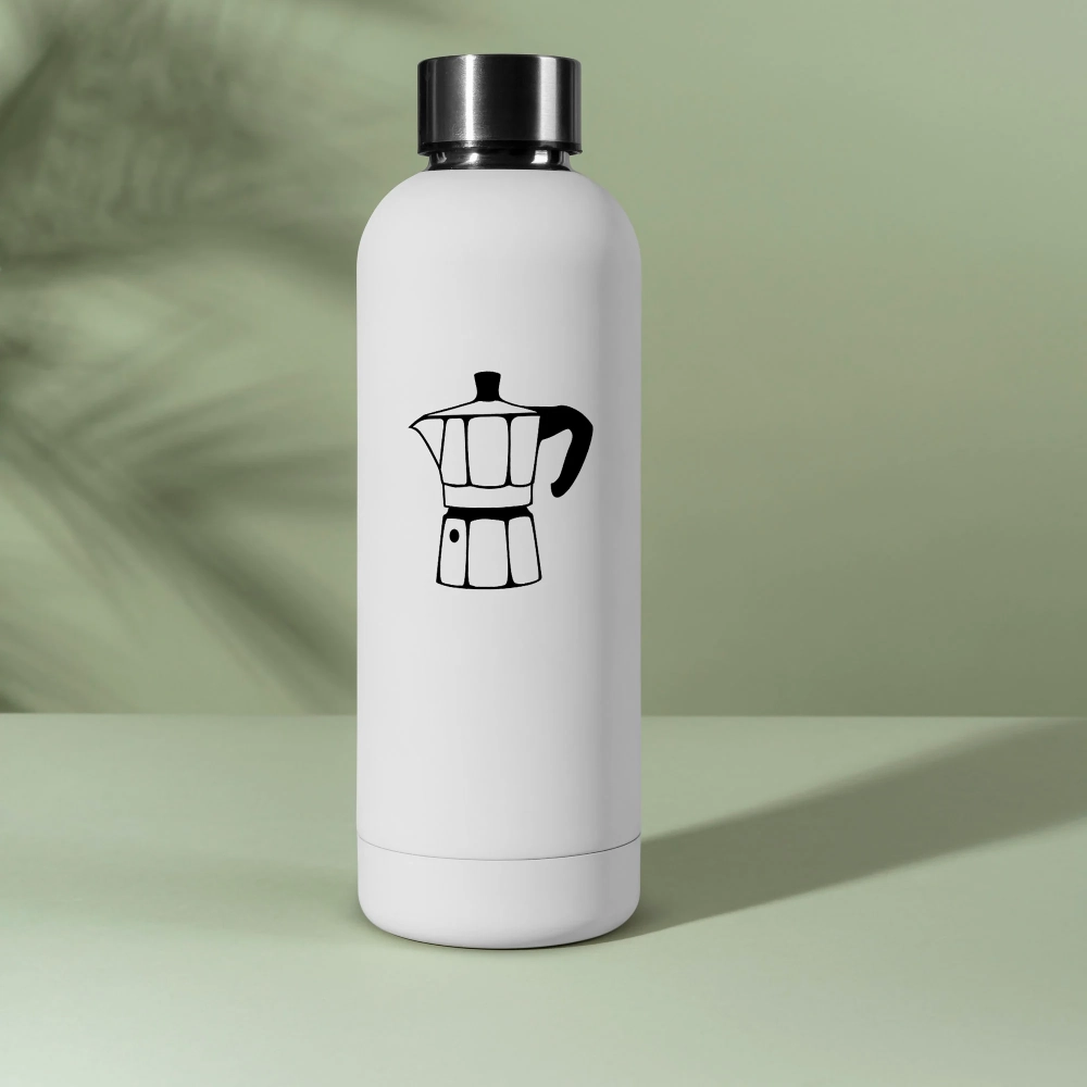 Handcrafted Coffee Maker Vinyl Decal on Water Bottle