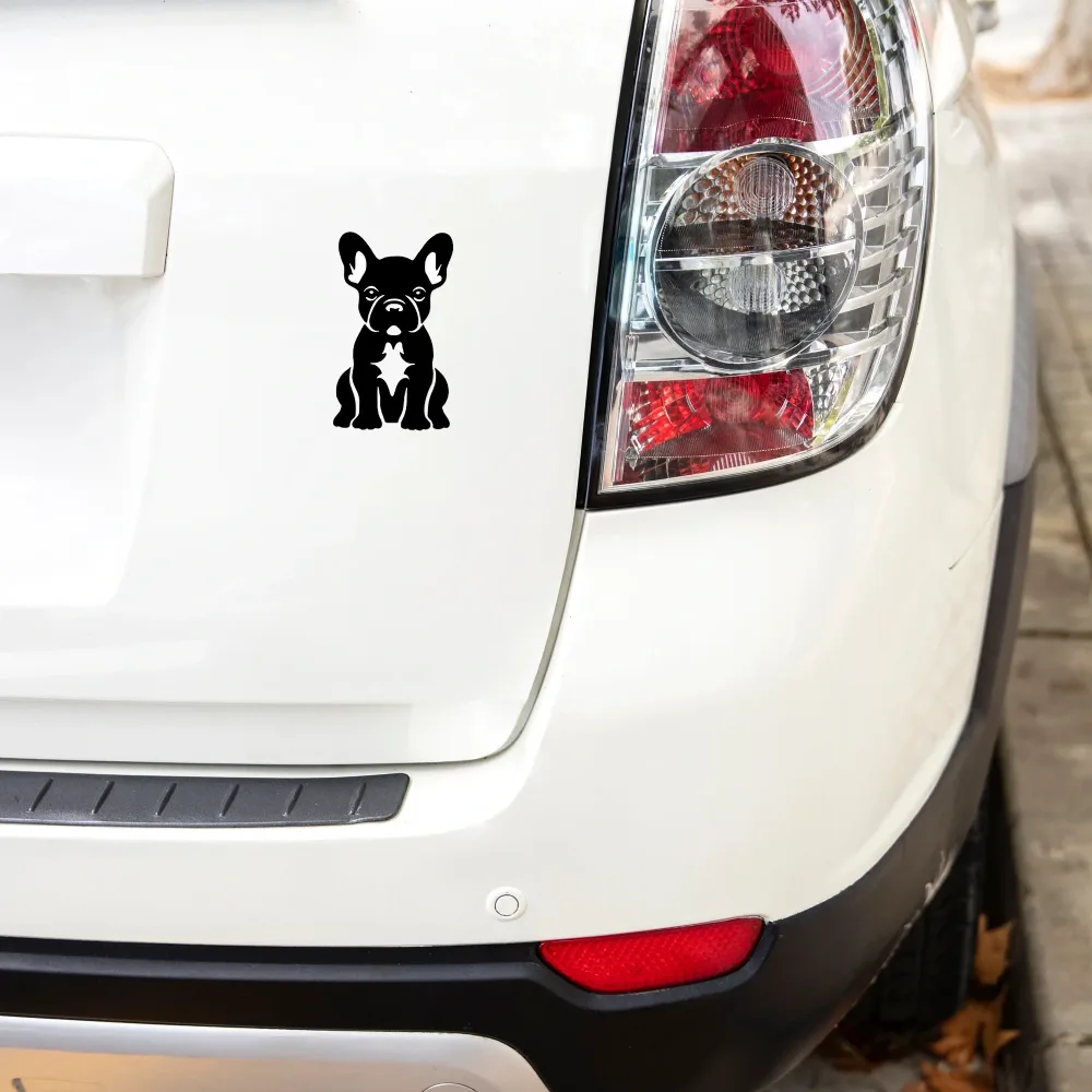 Handcrafted Cute Bulldog Vinyl Decal on Car