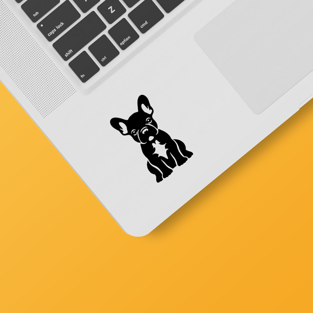 Handcrafted Cute Bulldog Decal Sticker on Laptop