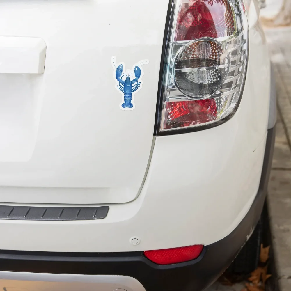 Blue lobster vinyl sticker on car