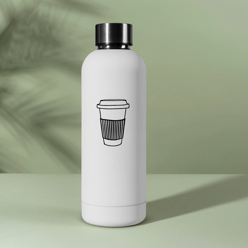 Handcrafted Coffee Tumbler Vinyl Decal on Water Bottle