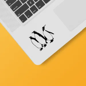 Handcrafted Penguins Car Decal Sticker on Laptop