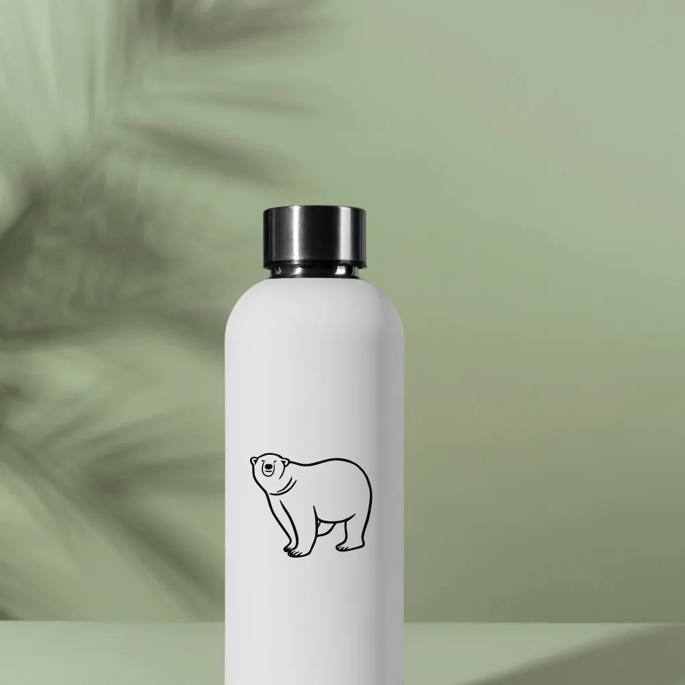 Polar Bear Vinyl Decal Contour on Water Bottle