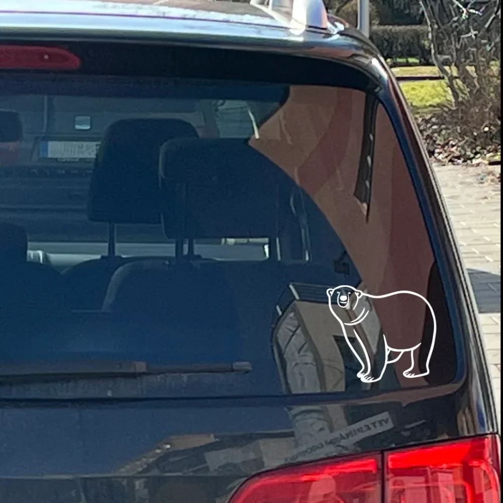 Polar Bear Vinyl Decal Contour on Car Window