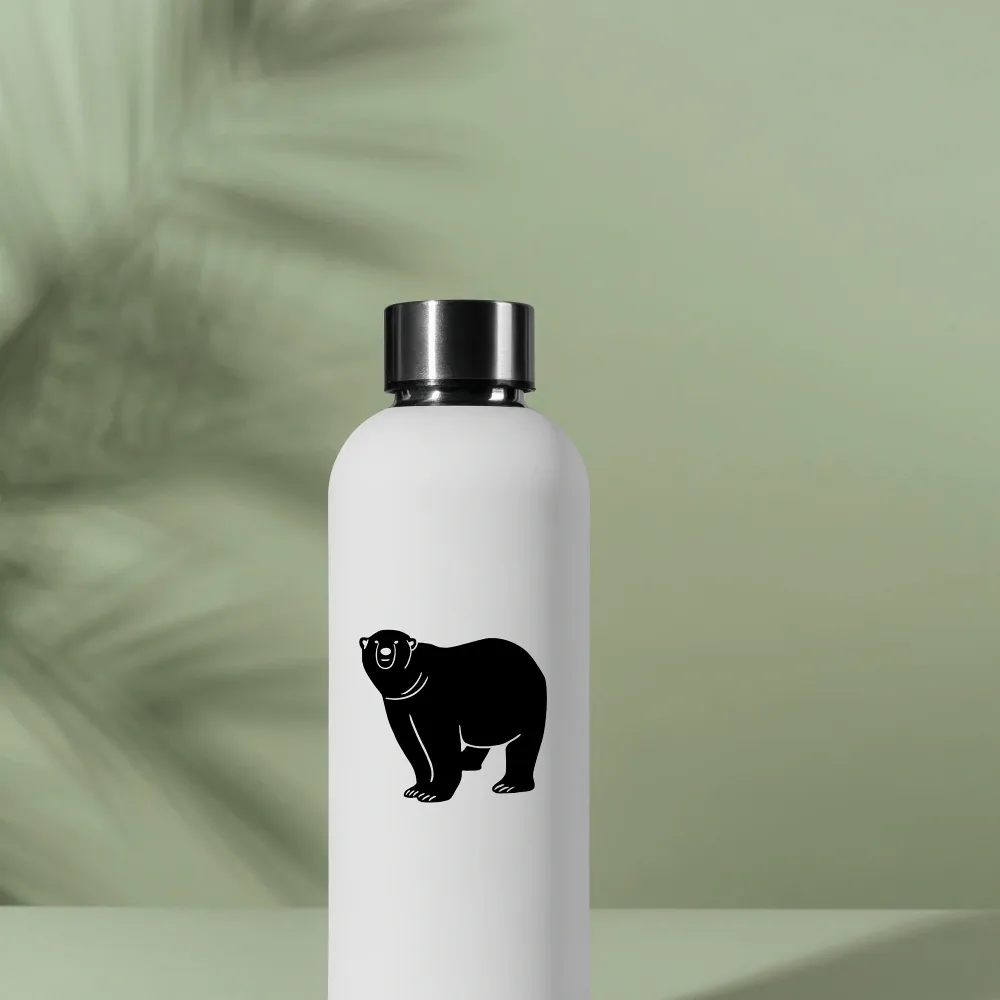 Handcrafted polar bear vinyl decal on water bottle