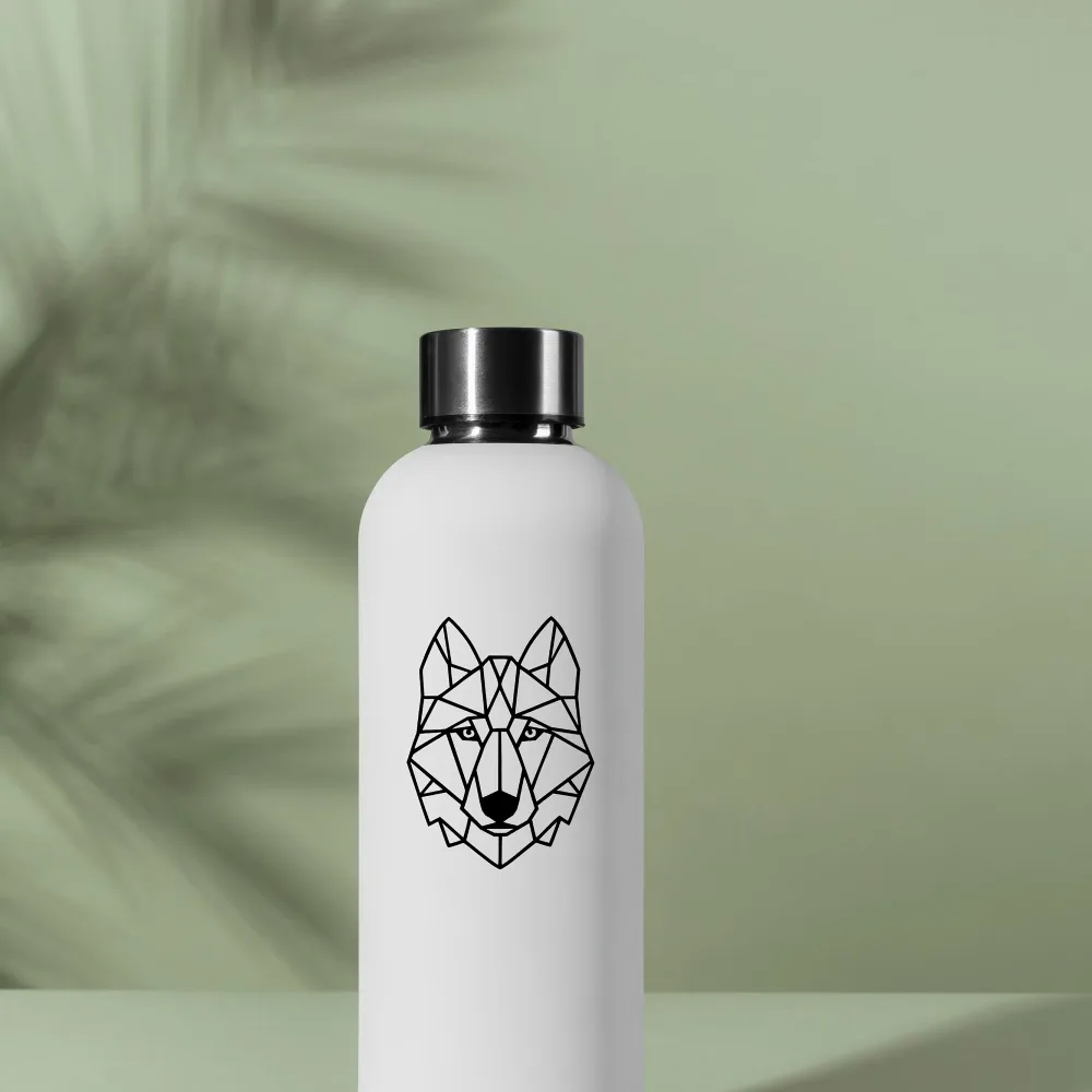 Handcrafted wolf vinyl decal on water bottle