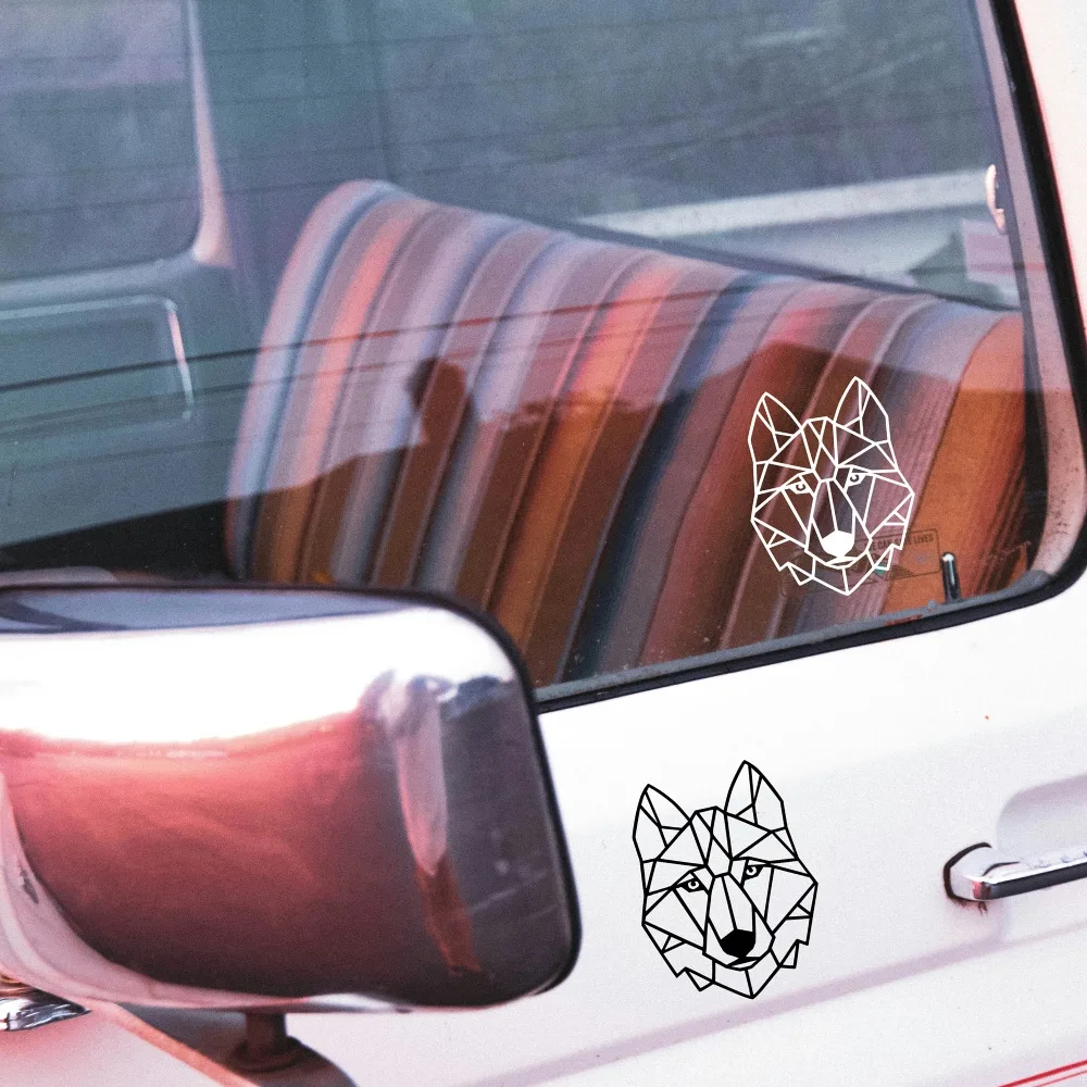 wolf vinyl decal on car window