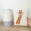 Hand-painted giraffe fine art print on 100% cotton archival paper, featuring fade-resistant colors and hand-signed authenticity.
